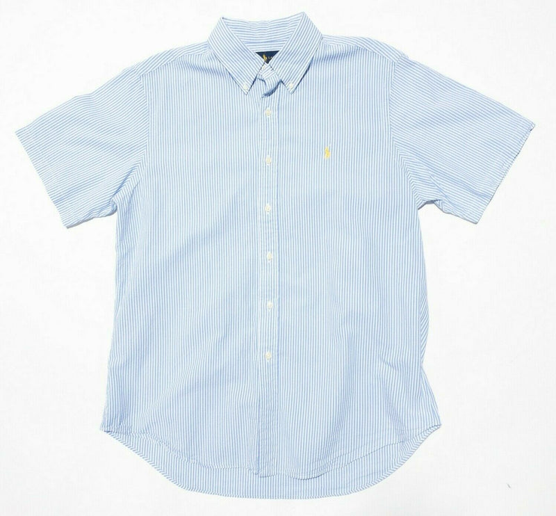 Polo Ralph Lauren Seersucker Shirt Large Men's Blue Striped Button-Down Preppy