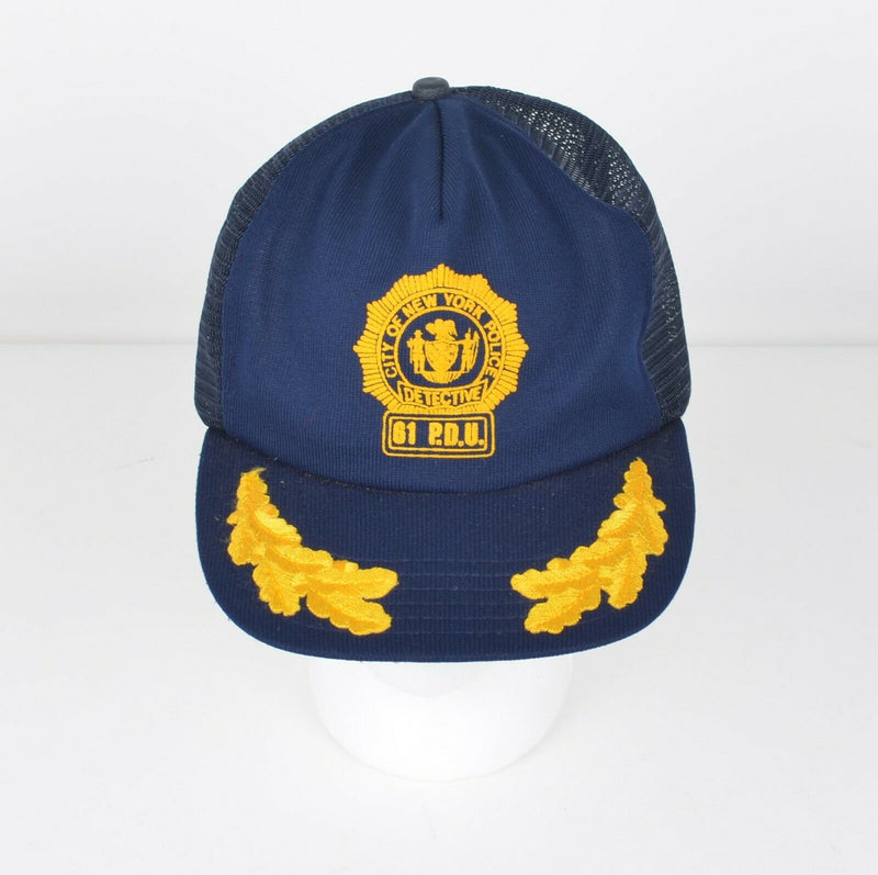 Vtg NYPD Detective Men Blue Gold Leaf New York Police Snapback Mesh Trucker Hat