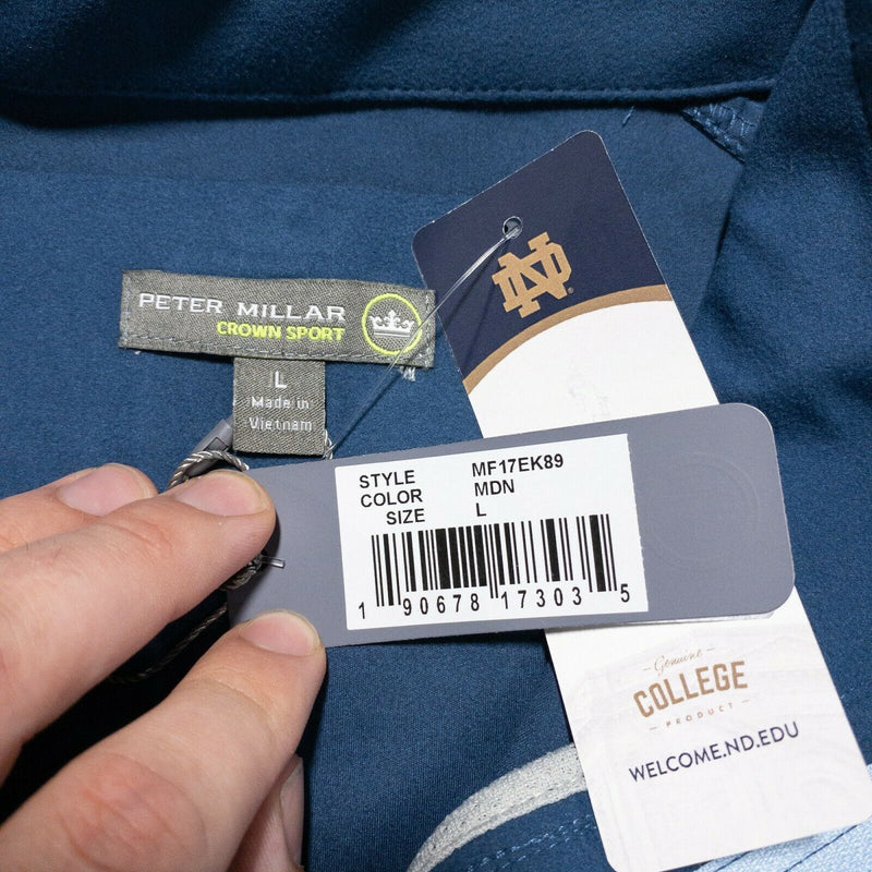 Peter Millar Crown Sport Men's Notre Dame Blue 1/4 Zip Pullover Golf Jacket