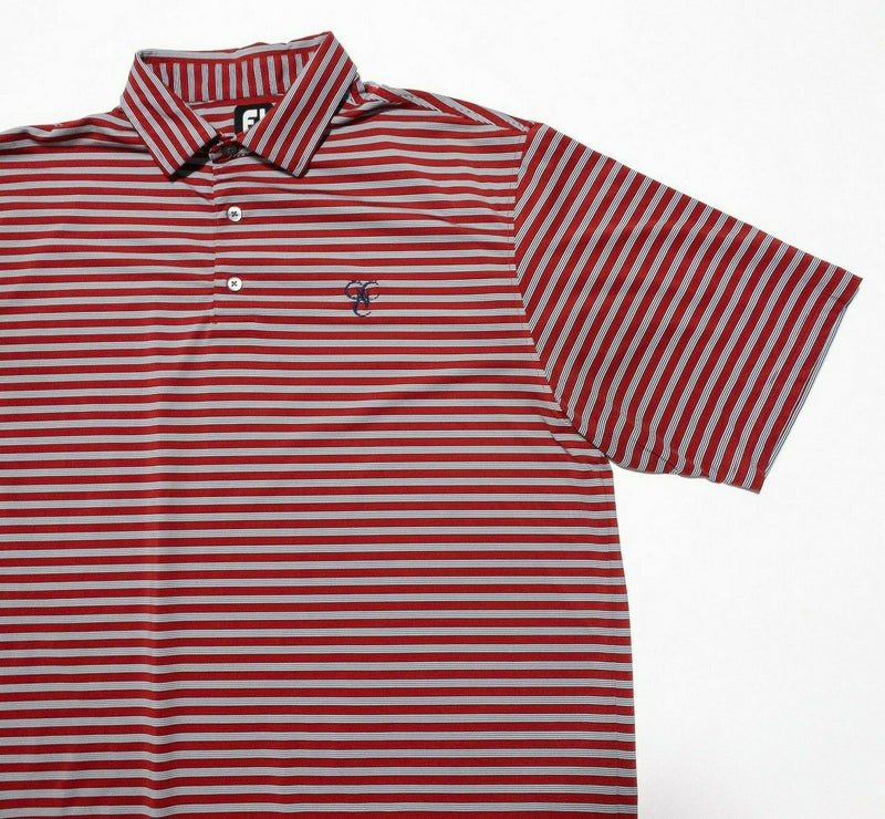 FootJoy Golf Polo XL Men's Wicking Performance Red Gray Striped Short Sleeve