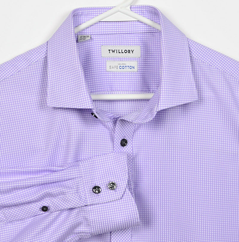 Twillory Men's 17 34/35 Traditional Purple Check Non-Iron SafeCotton Dress Shirt