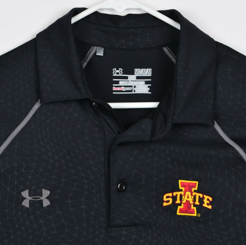 Iowa State Cyclones Men's Sz Medium Under Armour Black Heat Gear Golf Polo Shirt
