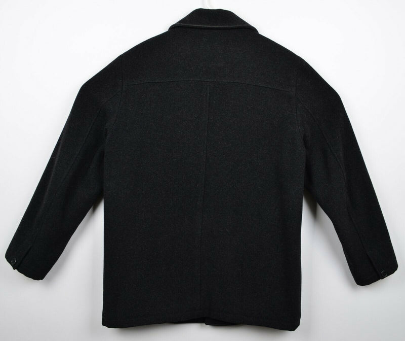 J. Crew Men's Medium Black Wool Peacoat Thinsulate Quilt Lined University Jacket