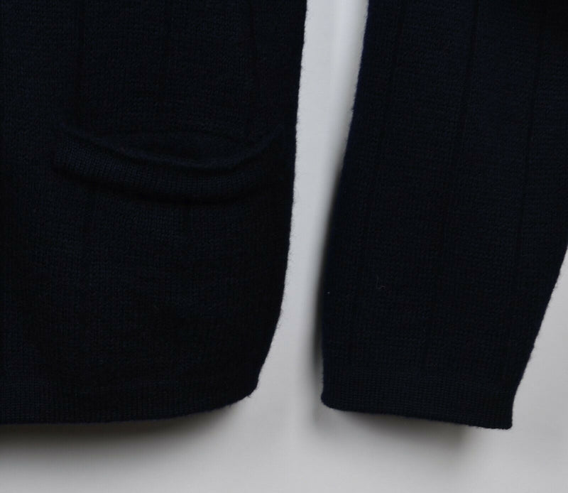 Vtg Brooks Brothers Men's XL 100% Wool Made in Italy Navy Blue Cardigan Sweater