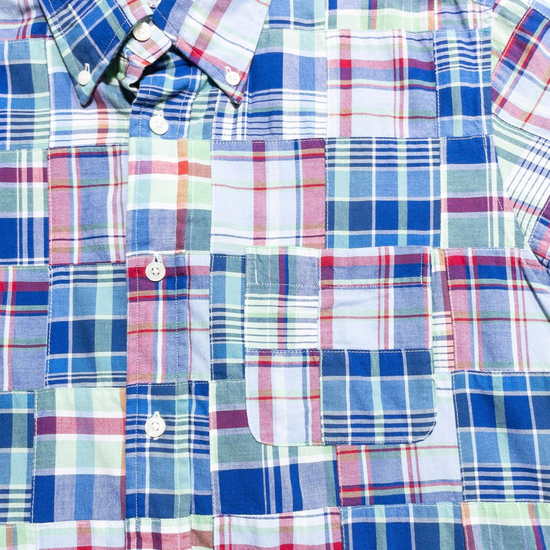 Brooks Brothers Patchwork Shirt Men's Medium Colorful Plaid Button-Down Preppy