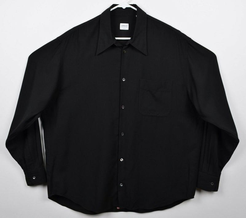 Armani Collezioni Men's Large 100% Viscose Black Made in Italy Shirt
