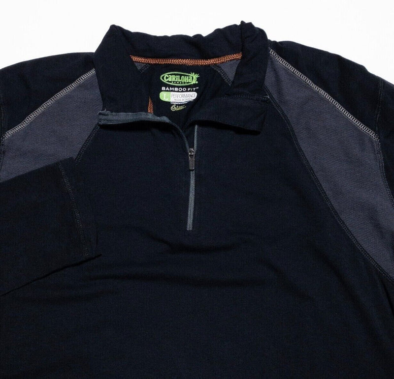 Cariloha Bamboo 1/4 Zip Men's Large Pullover Tasc Black Wicking Stretch