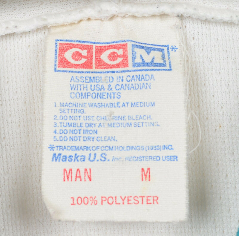 Vintage 90s San Jose Sharks Men's Medium CCM Maska Air-Knit Sewn Hockey Jersey