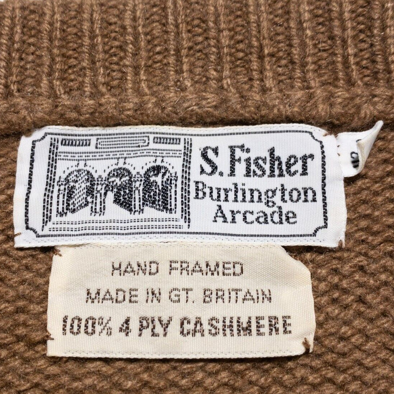 S. Fisher Burlington Arcade Cashmere Sweater Men's 44" Vintage Knit Hand Framed