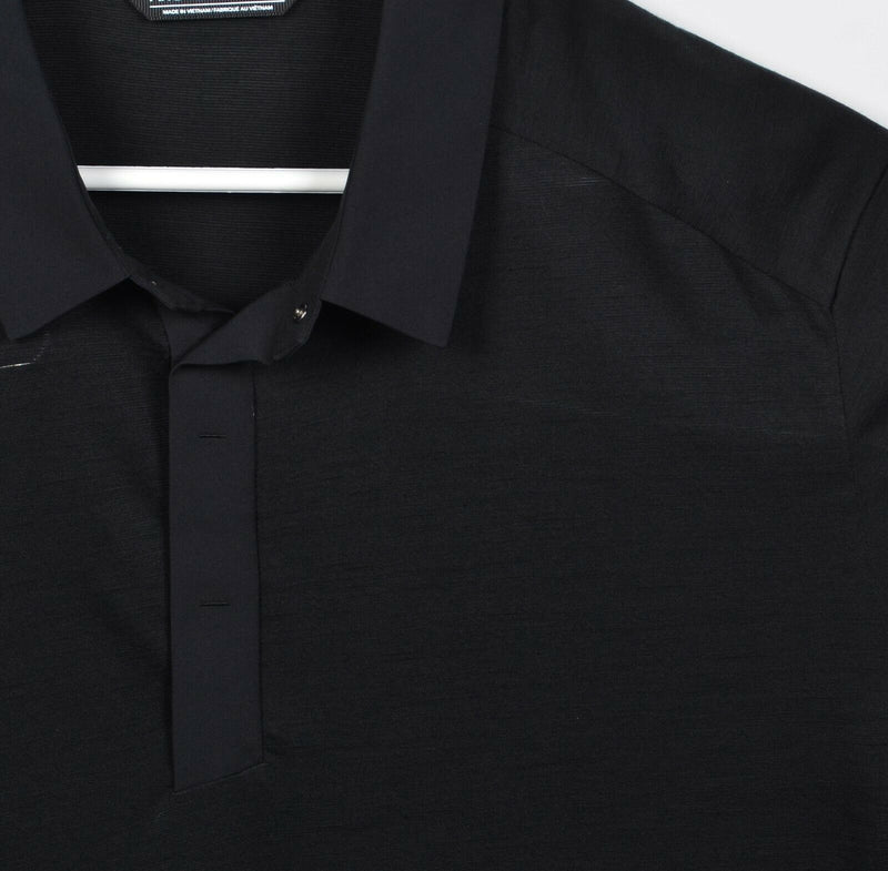 Arc'teryx Men XL Solid Black Snap Collar Merino Wool A2B Long-Sleeve Polo Shirt