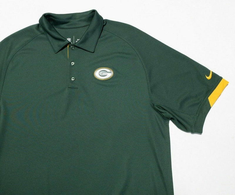Green Bay Packers Nike Polo Shirt Medium Dri-Fit Men's Green On Field Wicking