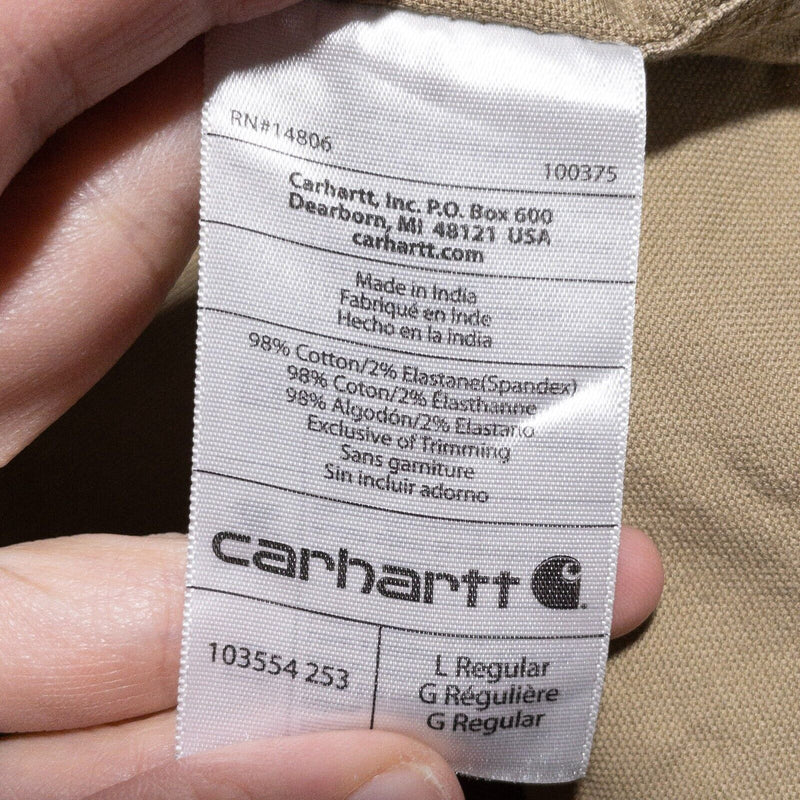 Carhartt Shirt Men's Large Relaxed Fit Rugged Flex Rigby Work Long Sleeve Khaki