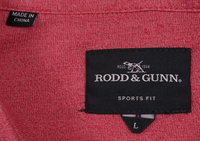 Rodd & Gunn Men's Sz Large Sports Fit Linen Blend Red/Pink Short Polo Shirt
