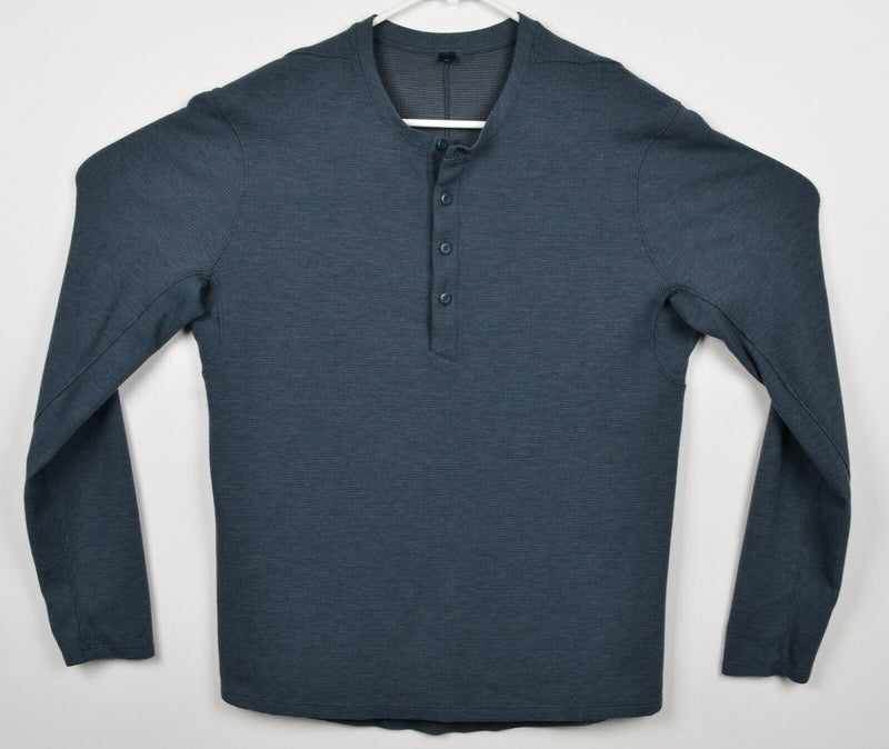 Lululemon Men's Medium Henley Collar Thermal Gray/Blue Athleisure Shirt