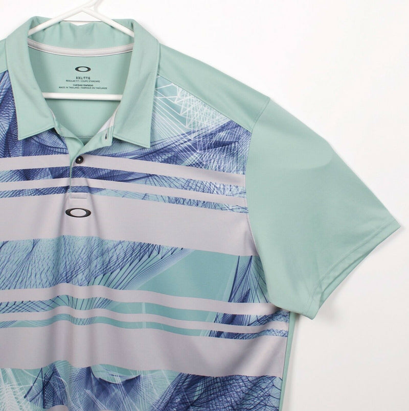 Oakley Hydrolix Men's 2XL Regular Green Geometric Stripe Wicking Golf Polo Shirt