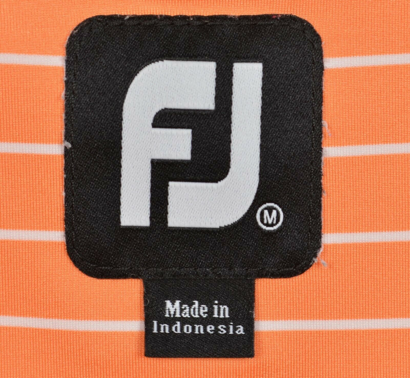 FootJoy Men's Medium Orange Striped FJ Golf Wicking Performance Polo Shirt