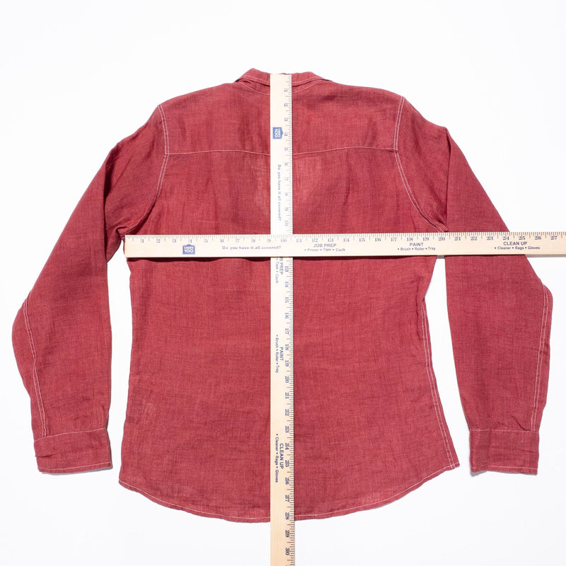 Frank & Eileen Linen Shirt Women's Large Button-Up Red Long Sleeve Collared USA