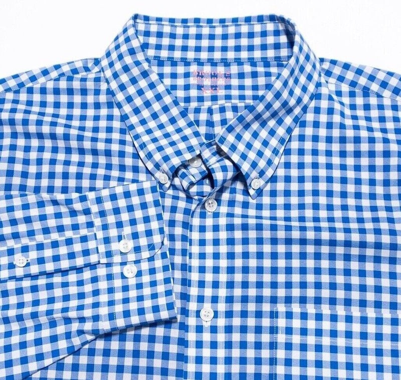 Brooks Brothers XXL Shirt Men's Performance Nylon Wicking Blue Check Long Sleeve