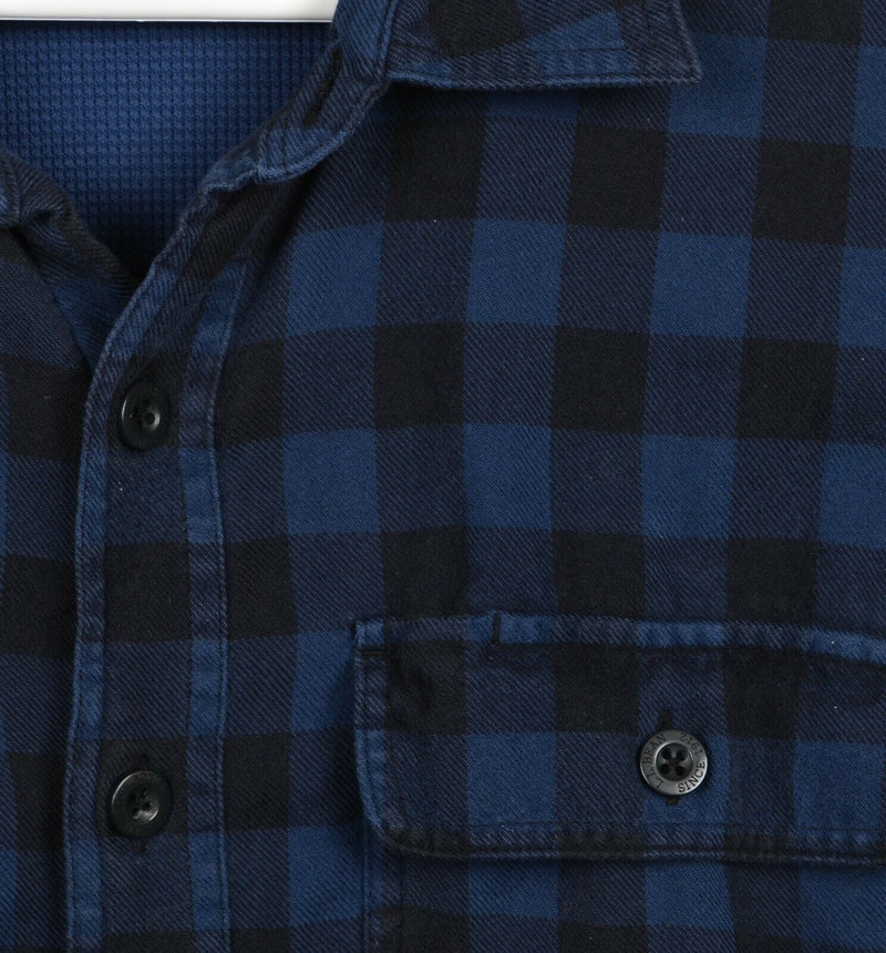 LL Bean Men's Medium-Tall MT Thermal Lined Blue Plaid Flannel Shirt