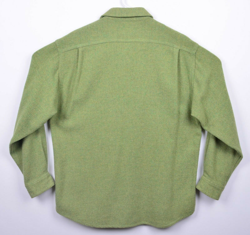 Choses Utiles Men's Large Useful Things Green Wool Blend Snap-Front Shirt