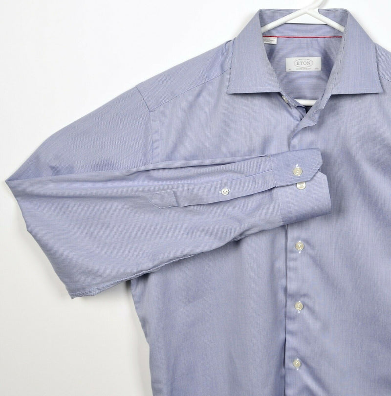 ETON Contemporary Men's 15.5/39 Blue Long Sleeve Button-Front Dress Shirt