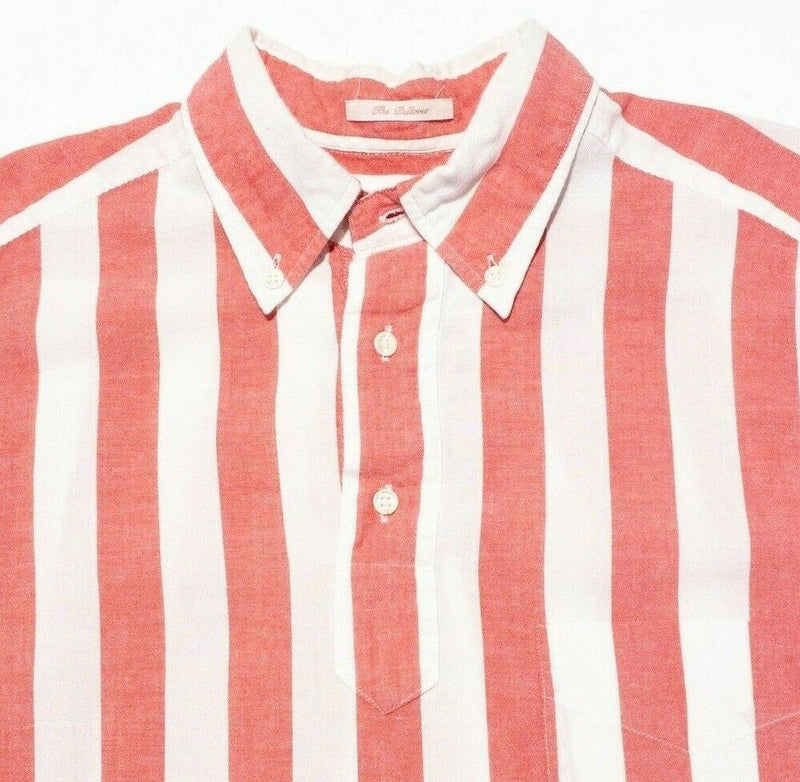 GANT Shirt Medium Men's Red/Pink White Striped Pullover Popover Button-Down