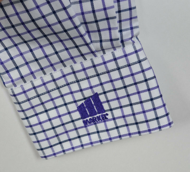 Peter Millar Men's Medium Nanoluxe EasyCare Purple Graph Check Shirt