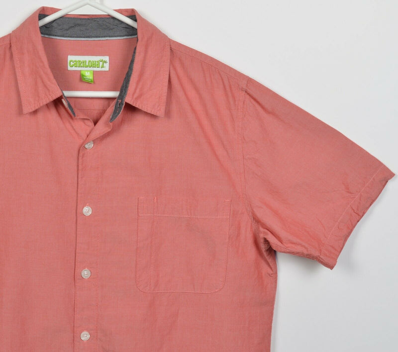Cariloha Men's Medium Red Chambray Bamboo Rayon Cotton Button-Front Shirt