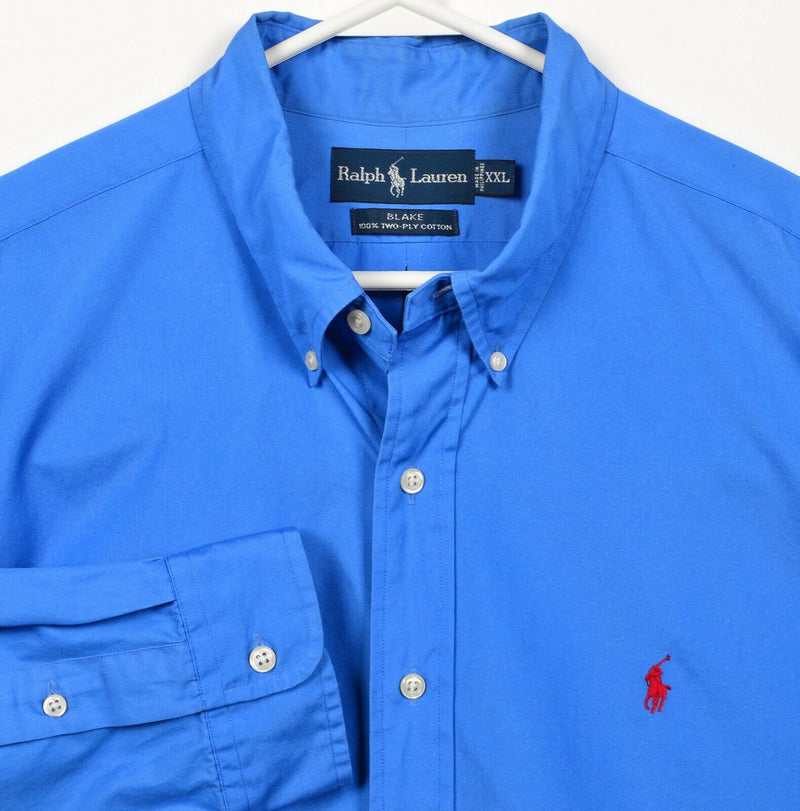 Polo Ralph Lauren Men's 2XL Solid Blue "Blake" Pony Button-Down Shirt