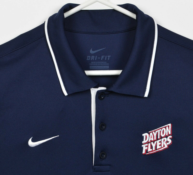 Dayton Flyers Men's Medium Nike Dri-Fit Navy Blue Polyester Wicking Polo Shirt