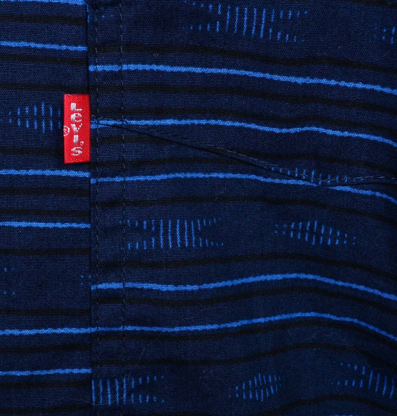 Levi's Men's XL Navy Blue Striped Aztec Red Tab Long Sleeve Button-Down Shirt