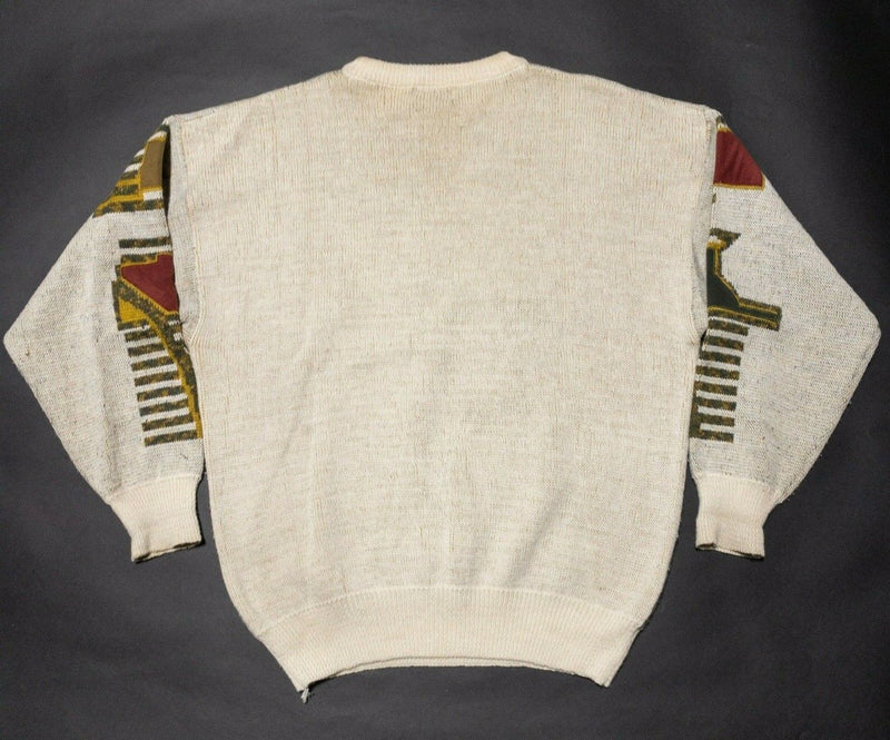 Bugatchi Sweater Men's XL Vintage 90s Abstract Wool Blend Crewneck Pullover