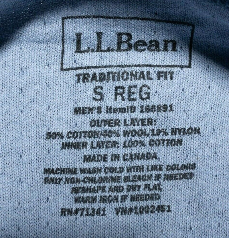 L.L. Bean Men's Small River Driver Wool Blend Henley Two-Layer Shirt Blue