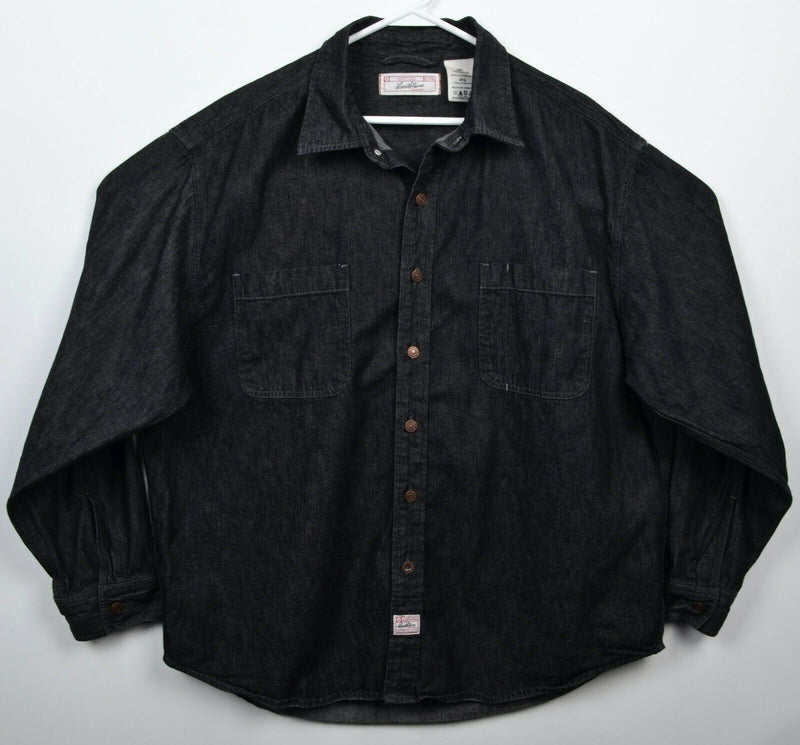 Levi's Strauss Signature Men's 2XL Black Denim Rivet Metal Buttons Shirt