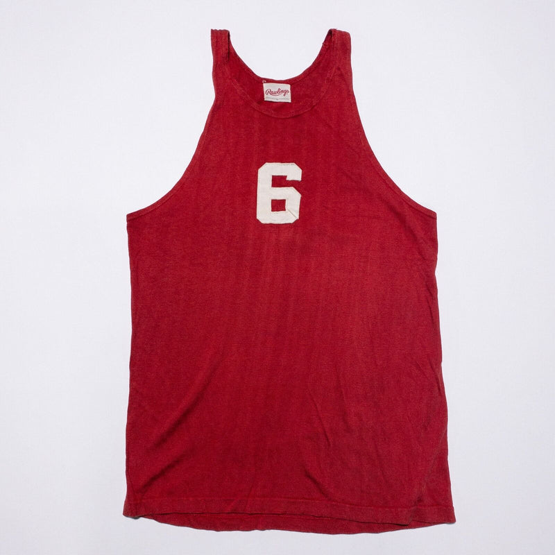 Vintage 60s Rawlings Tank Top Men's Large Red Athletic