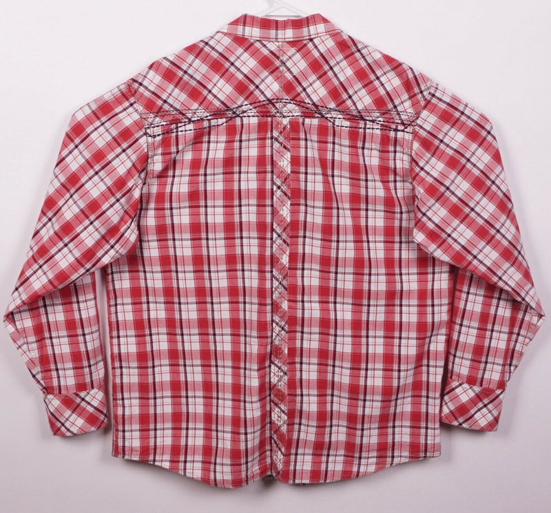 Ariat Men's XL Retro Fit Red Plaid Stitch Accent Western Button-Front Shirt