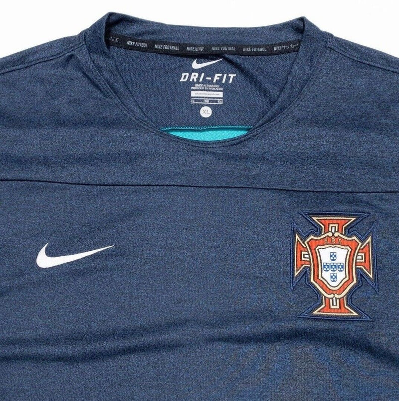 Nike Portugal Soccer Jersey Men's XL Training Top World Cup 2014 Blue Dri-Fit