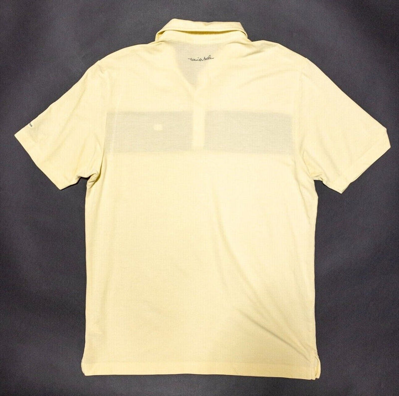 Travis Mathew Golf Polo Large Men's Wicking Light Yellow Gray Chest Stripe