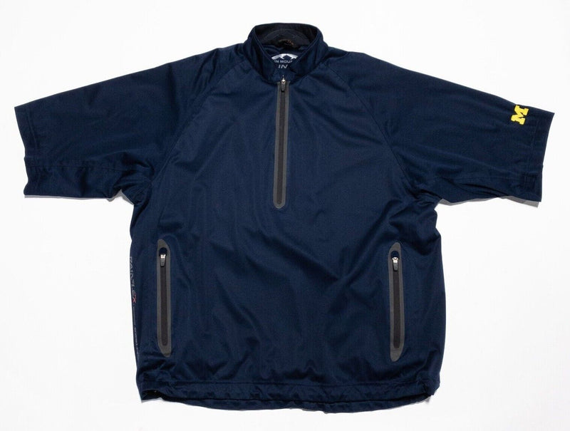 Michigan Golf Jacket Men's Medium Sun Mountain Rainflex Half-Zip Windshirt Blue