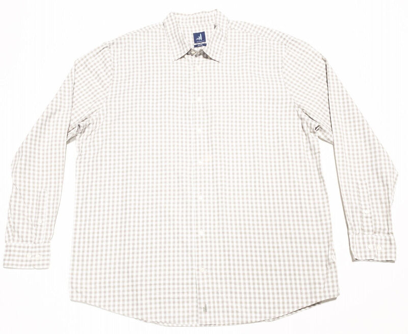 johnnie-O Men's XXL Shirt Long Sleeve Brown White Check Preppy Button-Front 2XL