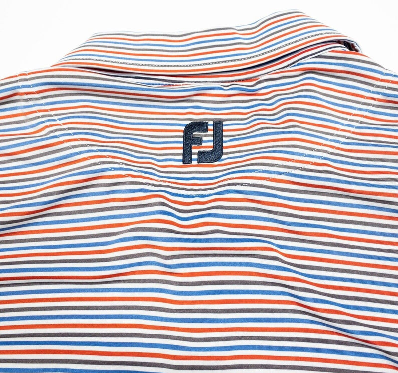 FootJoy Golf Shirt Large Men's Polo Red Blue Striped Wicking Performance Stretch