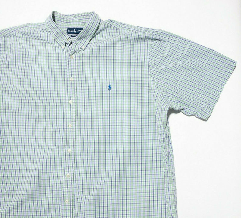 Polo Ralph Lauren 3XLT Button-Down Shirt Tall Classic Fit Men's Green Plaid