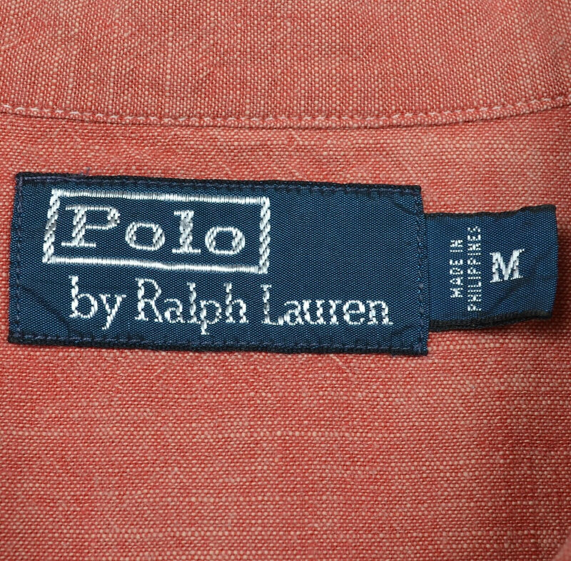 Polo Ralph Lauren Men's Sz Medium Orange Chambray Button-Front Shirt