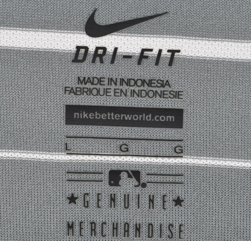 Florida Marlins Men's Large Nike Dri-Fit MLB Wicking Gray Striped Polo Shirt