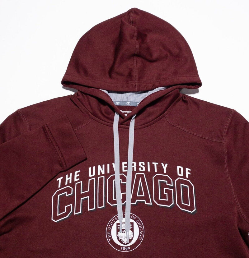 University of Chicago Hoodie Mens Medium Champion Pullover Sweatshirt Maroon Red