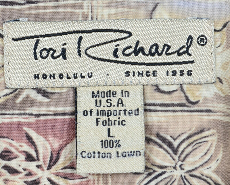 Tori Richard Men's Sz Large Floral Pineapple Square Cotton Lawn Hawaiian Shirt