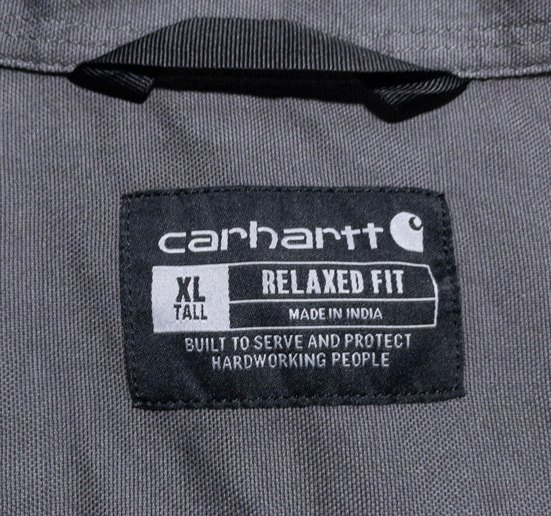 Carhartt Rugged Flex Shirt Mens XLT Button-Up Solid Gray Rigby Work Short Sleeve