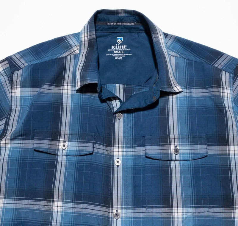 Kuhl Response Shirt Small Men's Blue Plaid Polyester Wicking Outdoor Hiking