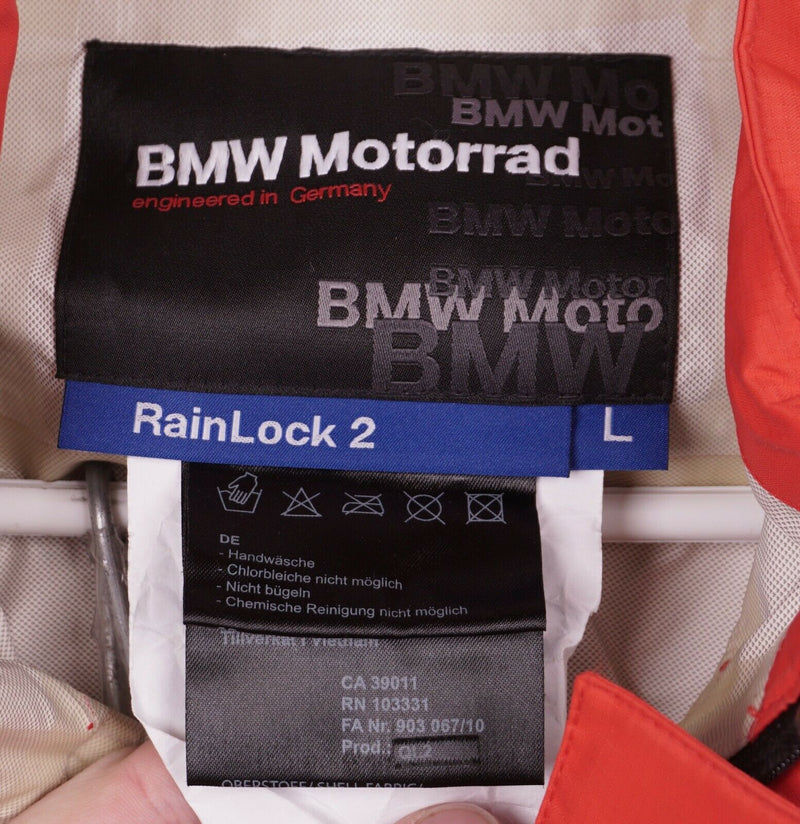 BMW Motorrad Men's Large Rainlock 2 Orange Hooded Motorcycle Rain Suit Jacket