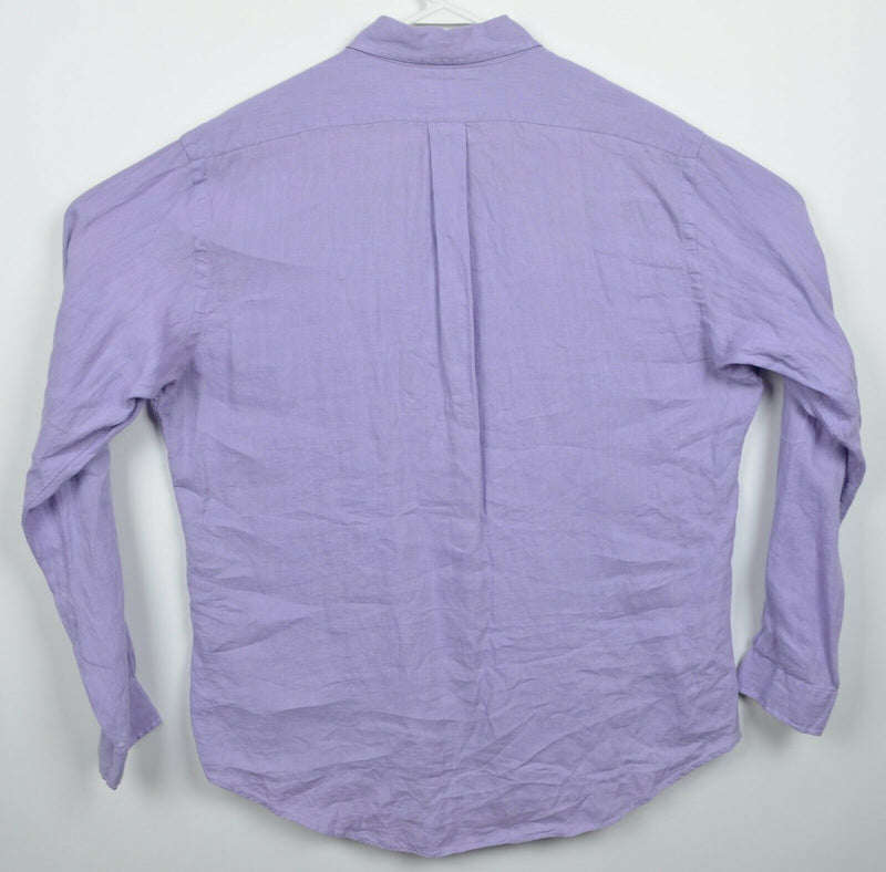 Polo Ralph Lauren Men's XL 100% Linen Solid Purple Pony Button-Down Shirt